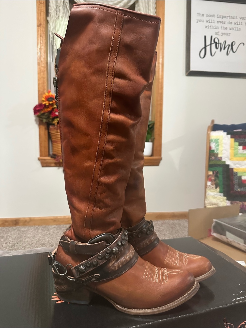 Freebird Rodondo Whiskey Leather Tall Boots Women’s Size 10